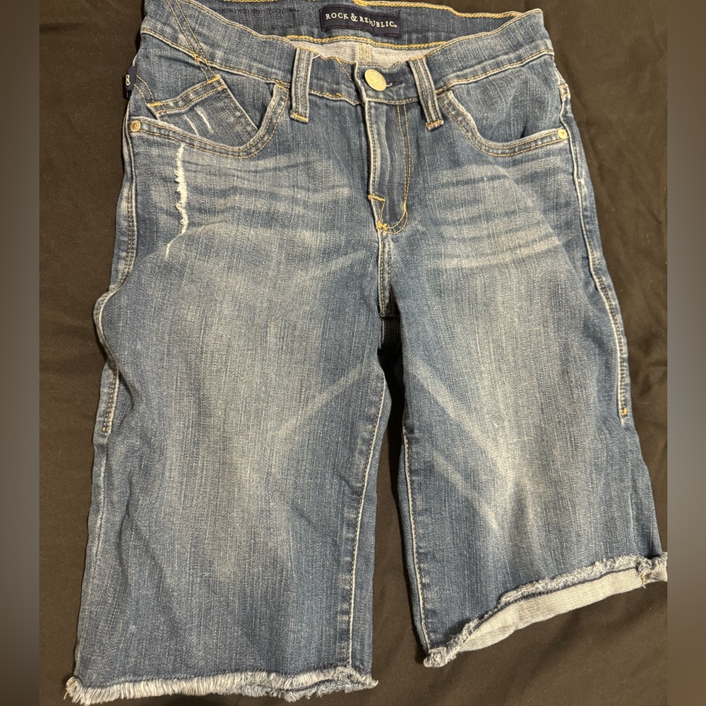Rock & Republic Denim Long Bermuda Shorts mid-rise size 2